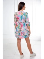 Kvetinové šaty s viazaním v páse, púdrovo ružové Kvetinové šaty s viazaním v páse, púdrovo ružové