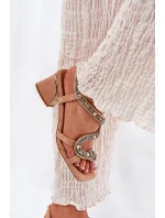 Sandały Damskie Na Słupku Z Kryształkami Artiker 56C1374 Beżowe