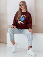 Dámska mikina JUST LOVE YOU s oversize potlačou bordová FashionStreet BY1474