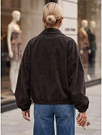 Dámska krátka prechodná bunda z manšestru, hnedá, FashionStreet TY6053