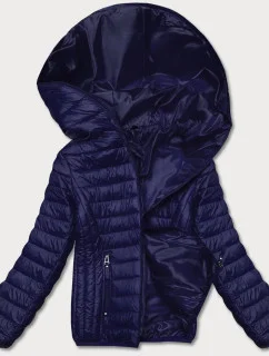 Tmavomodrá dámska prešívaná bunda s kapucňou (B0123-3)