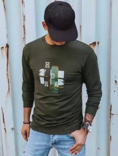 Pánska khaki mikina s potlačou FashionStreet BX5351