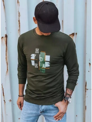 Pánska khaki mikina s potlačou FashionStreet BX5351