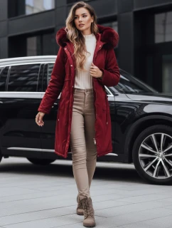 Dámska zimná bunda parka s kožušinou bordová FashionStreet TY5114