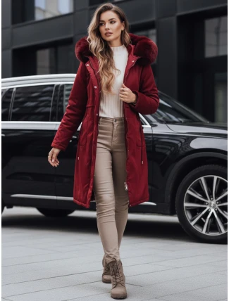Dámska zimná bunda parka s kožušinou bordová FashionStreet TY5114