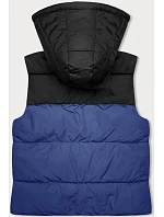 Dámska krátka vesta s kapucňou j.style dark blue-black (16M9112-184)
