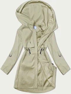 Béžový dámsky kabát s kapucňou Glakate (LU98022#)