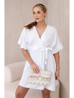 Mušelínové šaty s bielym pásom