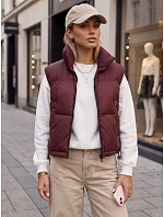 Dámska prešívaná zateplená krátka vesta v bordovej farbe FashionStreet TY5971