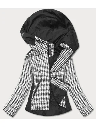 Čierno-biela dámska vzorovaná bunda (W716-1)