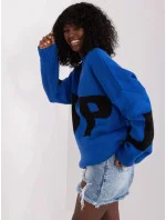Dámsky modrý oversize sveter (8060)