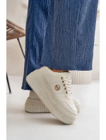 Sneakersy Buty Sportowe Damskie Ocieplane Na Masywnej Podeszwie Beżowe Verissha