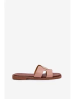 Płaskie Klapki Z Wycięciami I Ozdobą Brudny Róż Bohalis