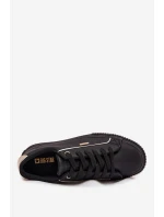 Damskie Sneakersy Z Eko Skóry Big Star SS274025 Czarno-Złote
