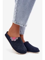 Ženské pantofle s květinou Inblu CS000043 tmavě modré