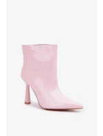 Lakované členkové topánky na špičke Slip-on Light Pink Seliri