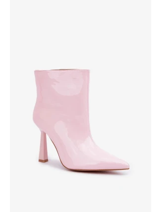 Lakované členkové topánky na špičke Slip-on Light Pink Seliri