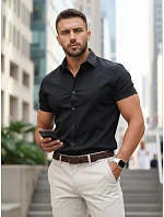 Pánske bavlnené tričko s krátkym rukávom čierne FashionStreet KX1044 Pánske bavlnené tričko s krátkym rukávom čierne FashionStreet KX1044