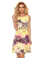 296-8 VICTORIA Trapézové šaty - žltá leopardia potlač