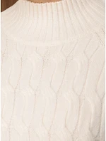 Dámske sveterové minišaty s rolákom v farbe ecru, FashionStreet MY2605 Dámske sveterové minišaty s rolákom v farbe ecru, FashionStreet MY2605