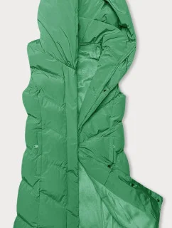 Zelená dámska vesta so stojačikom a kapucňou (23-011)