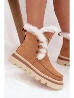 Dámske zimné topánky z prírodného semišu Lee Cooper LCJ-25-01-3738 Camel