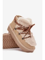 Śniegowce Dziecięce Młodzieżowe Z Futerkiem D.Franklin DFSH370011 Beżowe