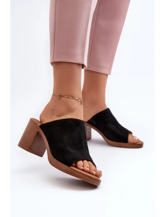 Elegantné ľahké dámske papuče na vysokom podpätku čiernej farby Varnila Elegantné ľahké dámske papuče na vysokom podpätku čiernej farby Varnila