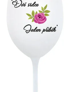 DVĚ SRDCE, JEDEN PŘÍBĚH - bílá  sklenice na víno 350 ml