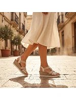 Dámske sandále espadrille pohodlné béžové Rieker 619B2-60