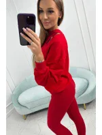 3-dielny set mikina + top + legíny červená