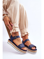 Dámske pohodlné sandále na platforme Big Star navy blue