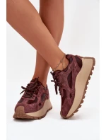 Kožené tenisky na platforme Big Star HI-POLY SYSTEM - bordová