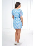Kvetinové šaty so zaväzovaním v páse modrej Kvetinové šaty so zaväzovaním v páse modrej