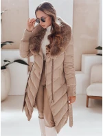Dámska prešívaná zimná bunda s kožušinou FashionStreet camel TY5077 Dámska prešívaná zimná bunda s kožušinou FashionStreet camel TY5077