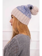 Paris fleecová čiapka K213 svetlo béžová+modrá