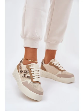 Buty Sportowe Damskie Na Platformie Panterka Khaki Lorori