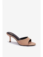 Dámské sandály na podpatku látkové Béžové Selmira