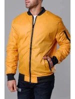 Tmavo žltá pánska bunda typu "bomber" s prešívanou podšívkou (AK95-22) Tmavo žltá pánska bunda typu "bomber" s prešívanou podšívkou (AK95-22)