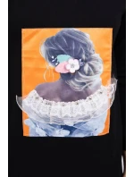 Šaty s 3D grafikou, čipková čierna