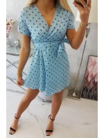 Modré bodkované šaty