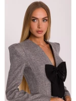 M869 Tvídové šaty s výstrihom do V - grafitové