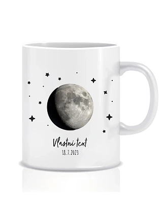 Personalizovaný klasický biely keramický hrnček s objemom 300 ml s vyobrazením fázy mesiaca Personalizovaný klasický biely keramický hrnček s objemom 300 ml s vyobrazením fázy mesiaca
