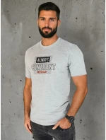 Pánske sivé bavlnené tričko s potlačou FashionStreet RX5406 Pánske sivé bavlnené tričko s potlačou FashionStreet RX5406