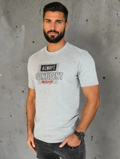 FashionStreet šedé pánske tričko s potlačou RX5406