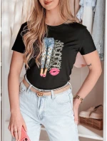 Dámske tričko s potlačou TRENDAY black FashionStreet RY2824 Dámske tričko s potlačou TRENDAY black FashionStreet RY2824