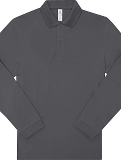 B&C My Polo 180 LSL Piqué – polokošeľa s dlhým rukávom 01.U425 tmavošedá