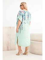 Dámske šaty z viskózy v nadmernej veľkosti s krátkymi rukávmi a bočnými rozparkami Mint