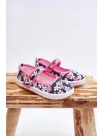 Dziecięce Baleriny W Kwiatuszki Granatowo-Różowe Noah