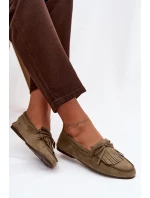 Dámské mokasíny s třásněmi zelené Janelisse